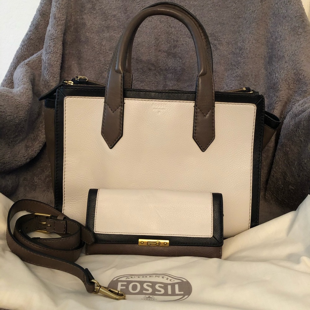 Fossil Satchel and Wallet Set